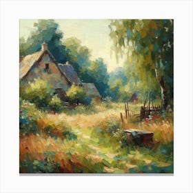 East Europe Countryside, Acrylic Painting Style Canvas Print