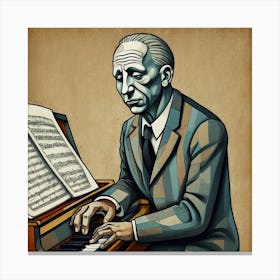 Default Classic Pianist Artwork Picasso Style Drawing 3 Canvas Print