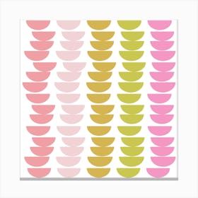 Cute Pink and Lime Green Geometric Kitchen Bowl Shapes Canvas Print