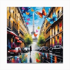 Paris With Butterflies 32 Canvas Print