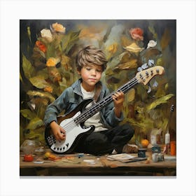 Boy Playing Guitar Canvas Print