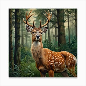 Deer In The Forest 12 Canvas Print