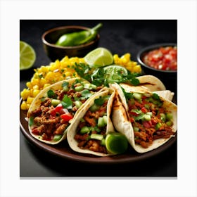 Mock Up Spicy Savory Tortilla Salsa Guacamole Cilantro Lime Beans Cheese Fillings Sauces Canvas Print