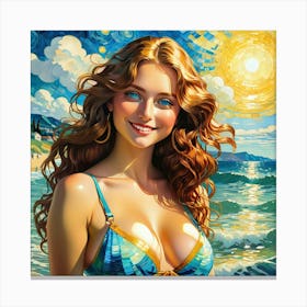 Girl On The Beach 2 Canvas Print