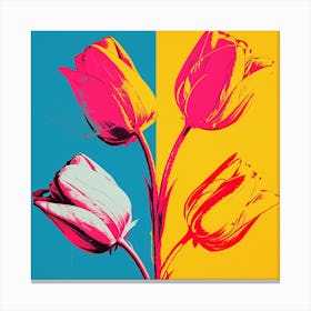Andy Warhol Style Pop Art Flowers Tulip 1 Square Canvas Print
