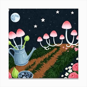 Mushrooms In The Garden Canvas Print