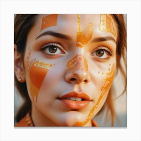 Orange Face Painting Canvas Print