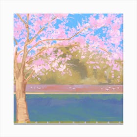 Pink Illustrated Cherry Blossom Desktop Wallpaper Canvas Print