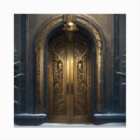 Christmas Decoration On Home Door Sf Intricate Artwork Masterpiece Ominous Matte Painting Movie (7) Canvas Print