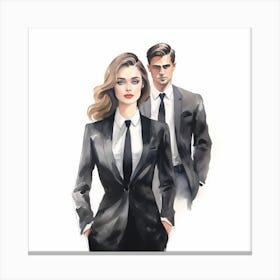 Man And Woman In Business Suit Canvas Print