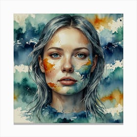 Watercolor Of A Girl 15 Canvas Print