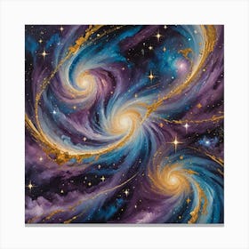 A Surreal Abstract Painting With Swirling Galaxies Nebulae And Stars Using Deep Blues Purples And Go 2886637560 Canvas Print