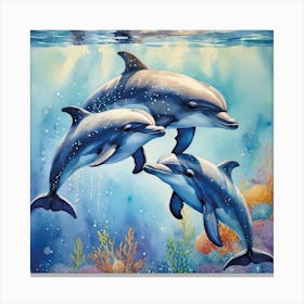 Beautiful Dolphins in Ocean Canvas Print