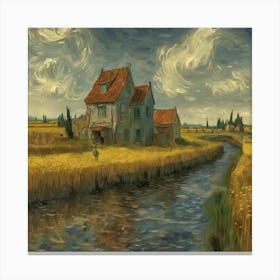 House In The Field Canvas Print