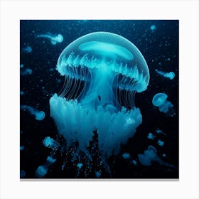 "Electric Jellyfish Dance in the Deep Blue Sea 1 Canvas Print