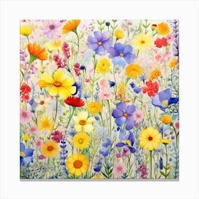 Watercolor Windflowers Garden 1 Canvas Print