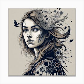 Vektor Create An Exquisite Ink Painting On White 1 Canvas Print