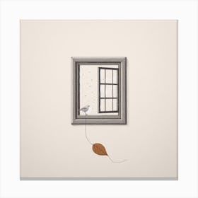 Birds And Leaves And The Window 1 Canvas Print