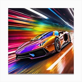 Car Racing On The Road Canvas Print