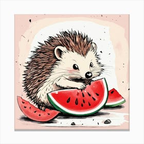 Hedgehog Eating Watermelon 3 Stampe su tela