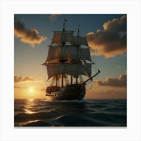 Photo Of Ultra Realistic Sailing Ship, Dramatic Light, Pale Sunrise, Cinematic Lighting 2 Canvas Print