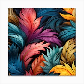 Colorful Feathers Seamless Pattern 1 Canvas Print