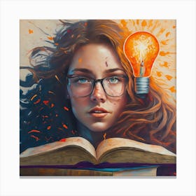 Girl Reading A Book Canvas Print