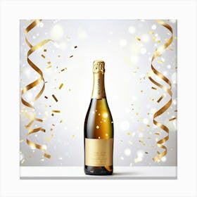 Champagne Bottle With Gold Confetti Canvas Print