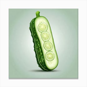 Cucumber On A Green Background 5 Canvas Print