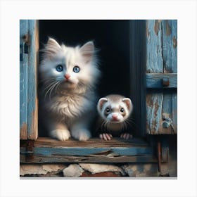 Ferret And Kitten 3 Canvas Print