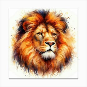 Lion Head painting in water color 1 Canvas Print