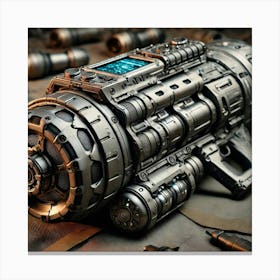 A Detailed Close Up Of A Futuristic Grenade Launcher Used By The Martian Legionnaires Canvas Print