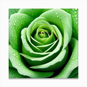 Green Rose With Water Droplets 2 Canvas Print