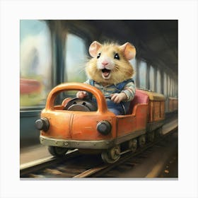 Hamster On A Train 2 Canvas Print