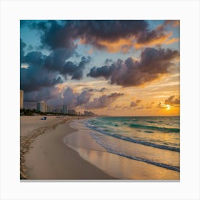 Sunset In Miami Beach Canvas Print