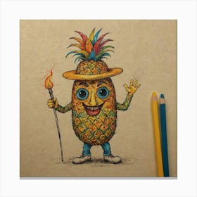 Pineapple Drawing Canvas Print