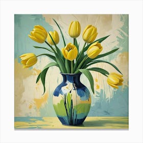 Green Tulips Hallway Art Print (5) Canvas Print