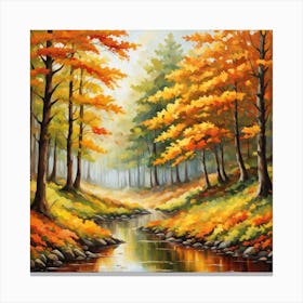 Forest In Autumn In Minimalist Style Square Composition 47 Canvas Print