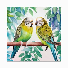 Budgies ~ Watercolor Birds Gallery Art for Wall Decor ~ Home Sweet Home Canvas Print