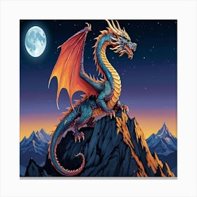 Dragon In The Night Sky Canvas Print