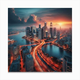 Singapore Cityscape At Sunset Canvas Print