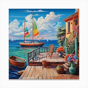 Sailboats On The Dock Canvas Print