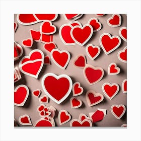 Heart Stickers On A Grey Background Canvas Print