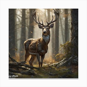 Deer In The Woods 43 Canvas Print