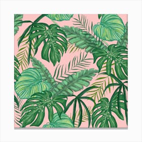 Tropical Greens Leaves Design 11 Canvas Print