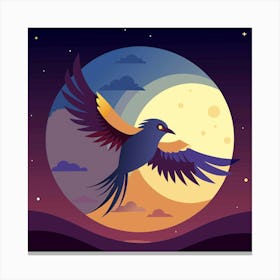 Bird Flying Across Moon 1 Canvas Print