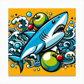 Shark With Apples Canvas Print