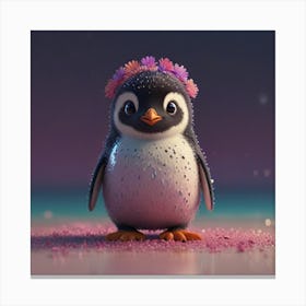 Penguin- flowers Canvas Print