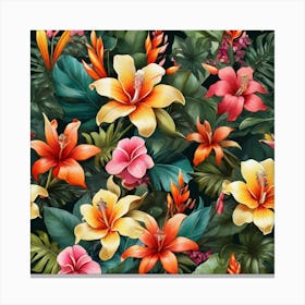 Tropical Forest Flower Craze Art Print 3 Canvas Print