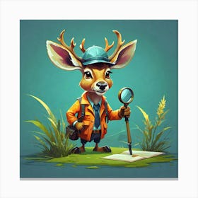 Deer With A Magnifying Glass Canvas Print